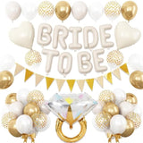 Sand White Bachelorette Party Decorations, Nude White Bride To Be Bridal Shower Balloons Decorations, White And Gold Balloons With Diamond Ring Cream Heart Balloons For Bachelorette Engagement Wedding