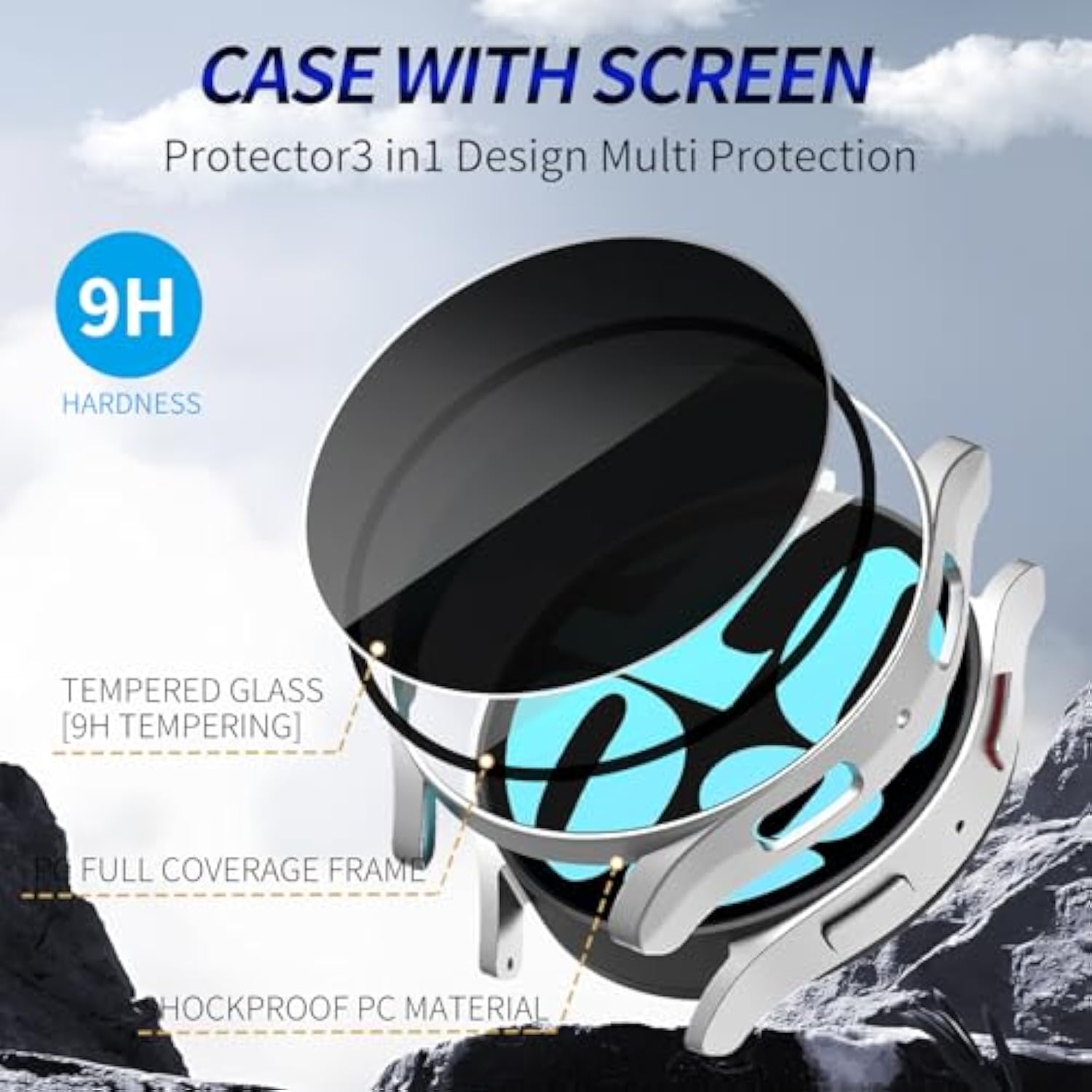 2 Pack For Samsung Galaxy Watch 6 44Mm Screen Protector Case [Anti-Peeping], Privacy Hard Pc Bumper Full Coverage Protective Accessories Built-In Tempered Glass Film