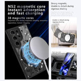 Magnetic Case For Samsung Galaxy S24 Ultra [Compatible With Magsafe] Black Flower Floral Case For Women Girls Soft Tpu Bumper Hard Pc Anti-Fall Shockproof Protective Slim Cover A10