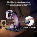 Wireless Charging Station For Samsung/Android, Fast Wireless Watch Charger Station Compatible For Samsung Galaxy S25 Ultra/S24/S23+/Z Flip 6/5 Fold 6/5, Watch7/6/Pro/Active 2 Galaxy Buds3/2 Pro(Black)