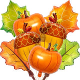 Thanksgiving Balloons Fall Maple Leaf Pumpkin Hazelnut Green Leaf Decor