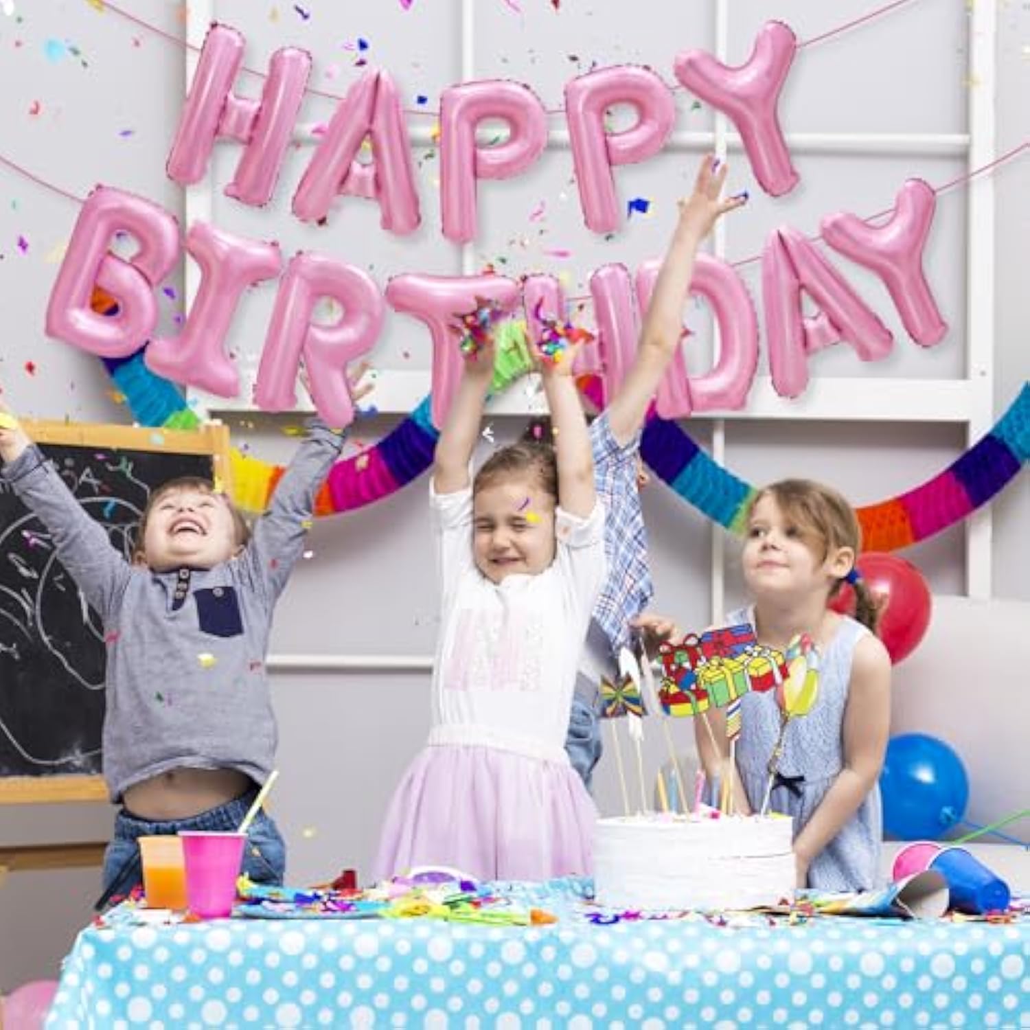 Pink Happy Birthday Balloon Banner Decorations 16 Inch For Women Girls Party