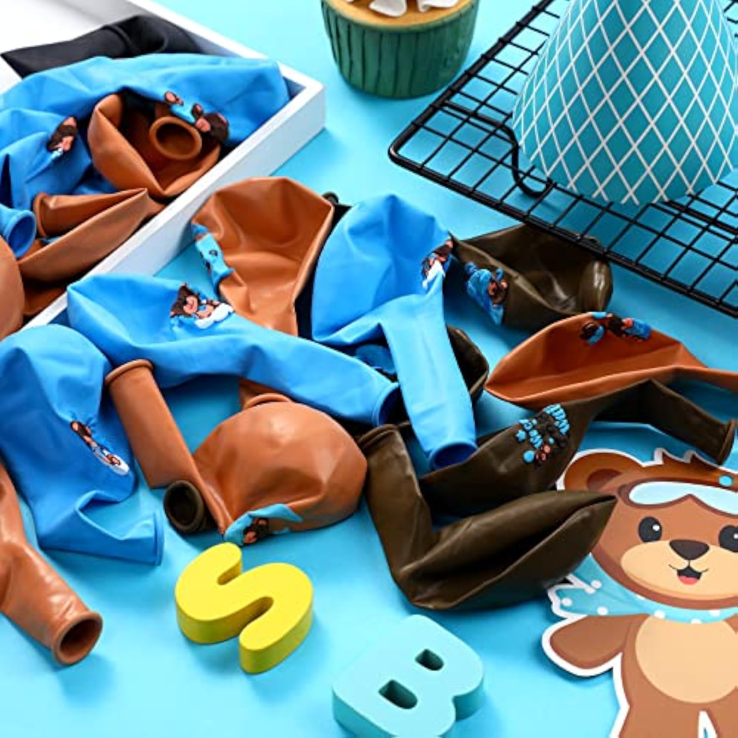 36 Pcs Bear Baby Balloons Latex Bear Balloons Blue Brown Baby Balloons We Can Bearly Wait Balloons Party Decorations For Memorable Baby Shower Gender Reveal, Birthday Party Supplies