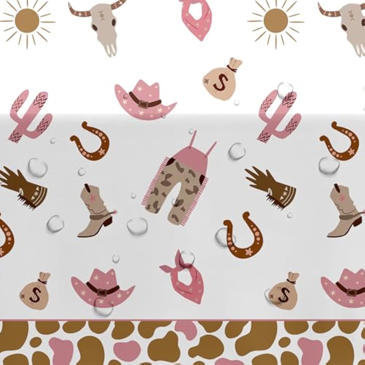 3 Pack Western Cowgirl Party Decorations Tablecloth For Birthday Baby Shower, Pink Wild West Rodeo Cowgirl Birthday Party Supplies Table Cover, 55In X 86In