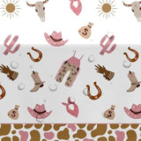 3 Pack Western Cowgirl Party Decorations Tablecloth For Birthday Baby Shower, Pink Wild West Rodeo Cowgirl Birthday Party Supplies Table Cover, 55In X 86In