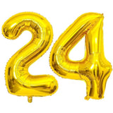 Gold 24 Number Balloons, 40 Inch Giant Number 24 Balloons Foil Mylar Helium Gold Number Balloons For 24Th Birthday Party Supplies Anniversary Event Celebration Decorations