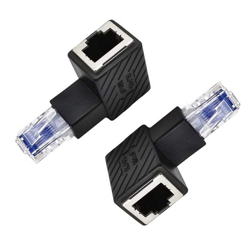 2 Pack Network Rj45 Extender, 90 Degree Downward Angle Ethernet Lan Rj45 Male