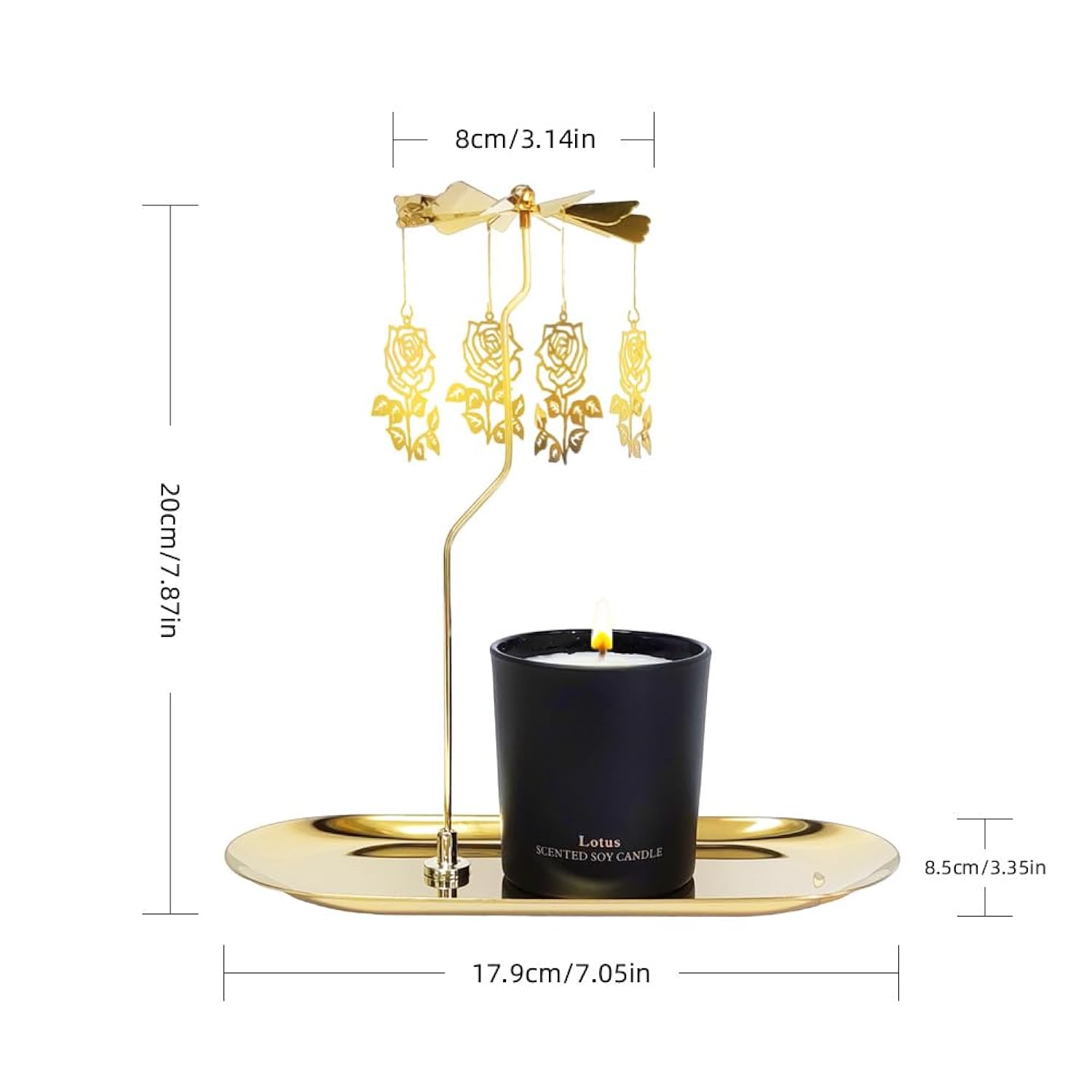 Valentines Day Gifts For Her, Birthday Gift For Women, Unique Rose Candle Gift For Mother, Sisters, And Best Friends. Rotating Scented Candles With Plate For Mother'S Day,Easter,6Oz.