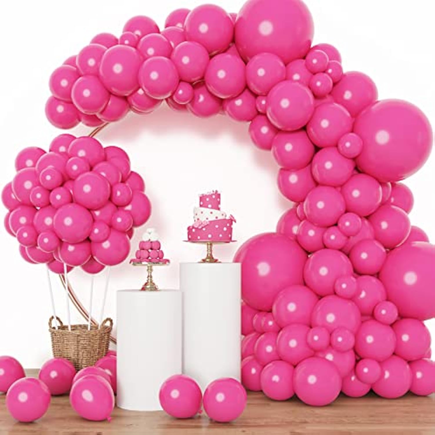 129Pcs Hot Pink Balloons Latex Balloons Different Sizes 18 12 10 5 Inc