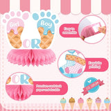 12 Pcs Ice Cream Gender Revel Decoration Honeycomb Centerpiece Whats the Scoop Gender Reveal Decorations Pink Blue He or She Table Topper Table Decor or Baby Shower Birthday Party Favors