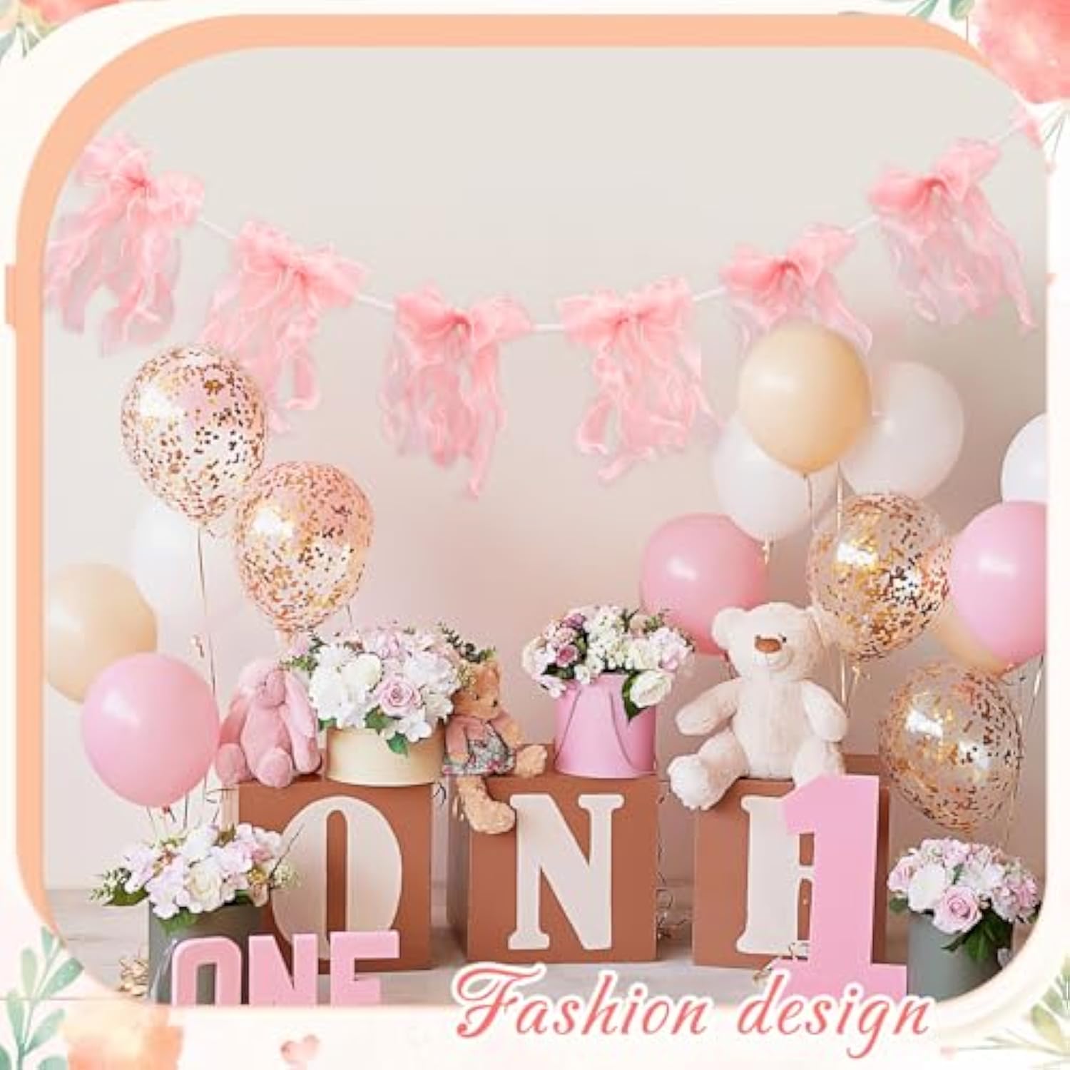 Pink Bow Garland Banner For Baby Shower - Double Layer Fishtail Yarn Ribbon Banner For Coquette Birthday Party Decor, Girls Yard Garland Decor, She Tied The Knot Bridal Shower, Ready To Hang