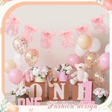 Pink Bow Garland Banner For Baby Shower - Double Layer Fishtail Yarn Ribbon Banner For Coquette Birthday Party Decor, Girls Yard Garland Decor, She Tied The Knot Bridal Shower, Ready To Hang