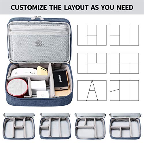 Travel Cable Organizer Bag, Electronic Accessories Case Portable Double Layer Cable Storage Bag For Cord,Phone,Charger, Flash Drive, Phone, Sd Card,Personal Items - (Dark Blue)