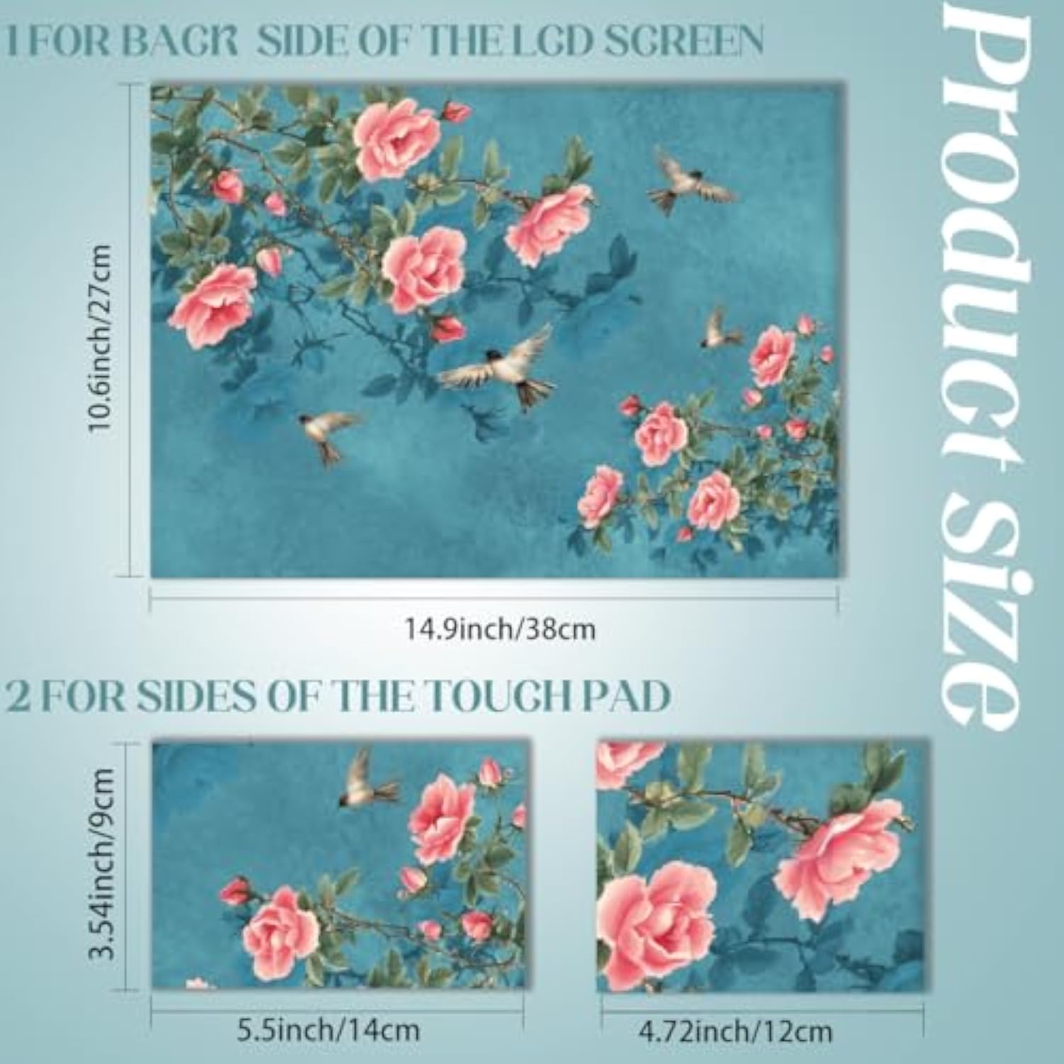 Flower And Bird Laptop Skin Birds And Branches Laptop Sticker Pvc Computer Stickers Dustproof Waterproof Art Decal Protector 12" 13" 13.3" 14" 15" 15.4" 15.6" Notebook Art Decal