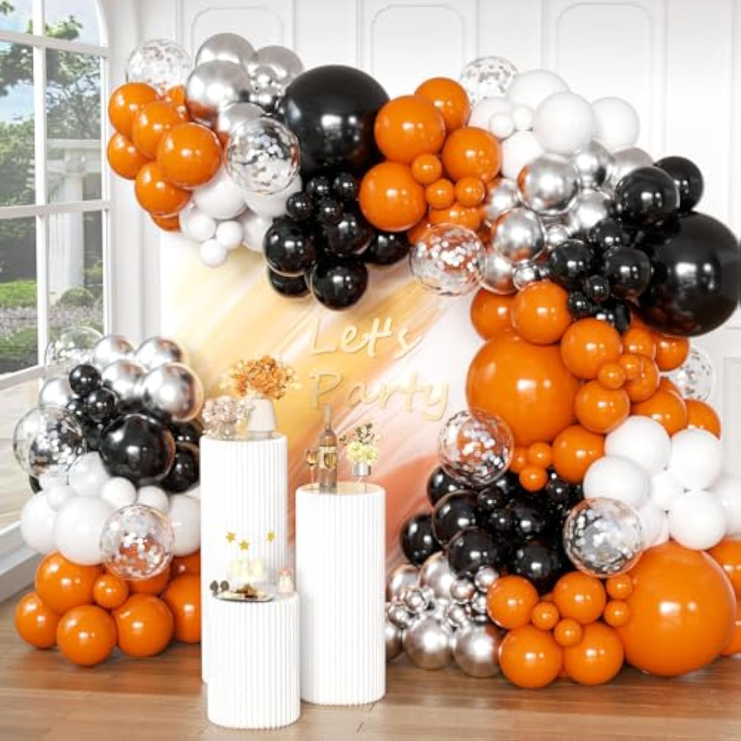 Orange & Black Balloon Arch Kit: Fall Party Decor, 154 Pcs
