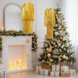 Gold 2-Tier Chandelier Tinsel Ceiling Decor with Stars for Party & Room