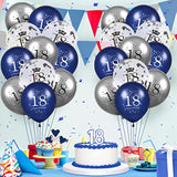 15 Pack Navy Blue Silver 18th Birthday Balloons 12 Inch Party Decorations Supplies