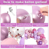 175Pcs Pink And Purple Balloon Garland Arch Kit Butterfly Baby Shower Decorations For Girl, Lavender Purple Dusty Pink Balloon For Women Birthday Bridal Shower Wedding Party Supplies