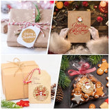 288Pcs Christmas Kraft Stickers, 1.5Inch Large Christmas Stickers For Crafts, Christmas Kraft Stickers For Baked Goods, Envelope Seal, Cards (12 Sheets)