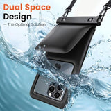 Floating Waterproof Phone Pouch 2 Pack, IPX8 Waterproof Phone Case with Double Space, Beach Cruise Vocation Essentials, Underwater Cell Phone Dry Bag