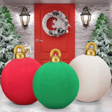 3 Pcs 32 Inch Giant Velvet Christmas Inflatable Balls Ornament Flocked Xmas Pvc Inflatable Flocked Ball Ornaments For Ch