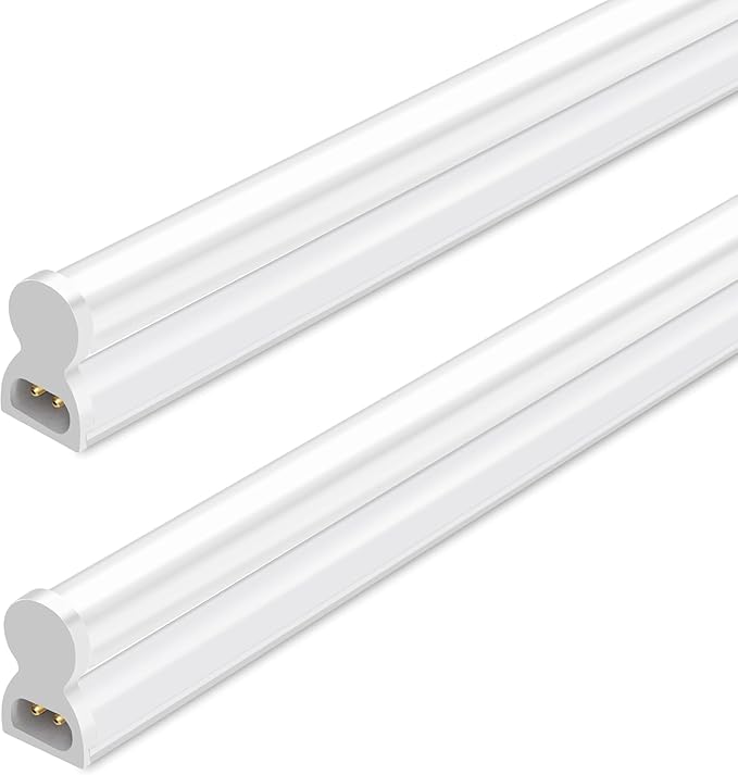 2 Pack 4FT T5 LED Shop Lights 22W 2200LM 6500K Linkable Utility Fixtures with Switch