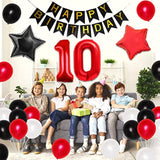10Th Birthday Decorations For Boys Red And Black Double Digits Birthda