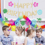 Hawaiian Moana Birthday Banner Party Decoration Glittery Gold Cake Topper For Happy Birthday Tropical Luau Summer Baby Shower Decor