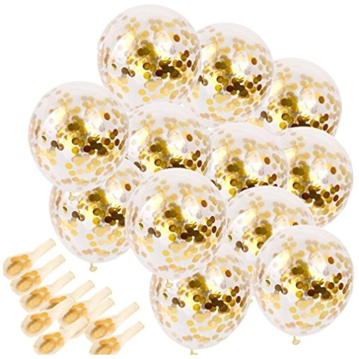 Gold Confetti Balloons: 12" Party & Wedding Decoration - 20 Pack