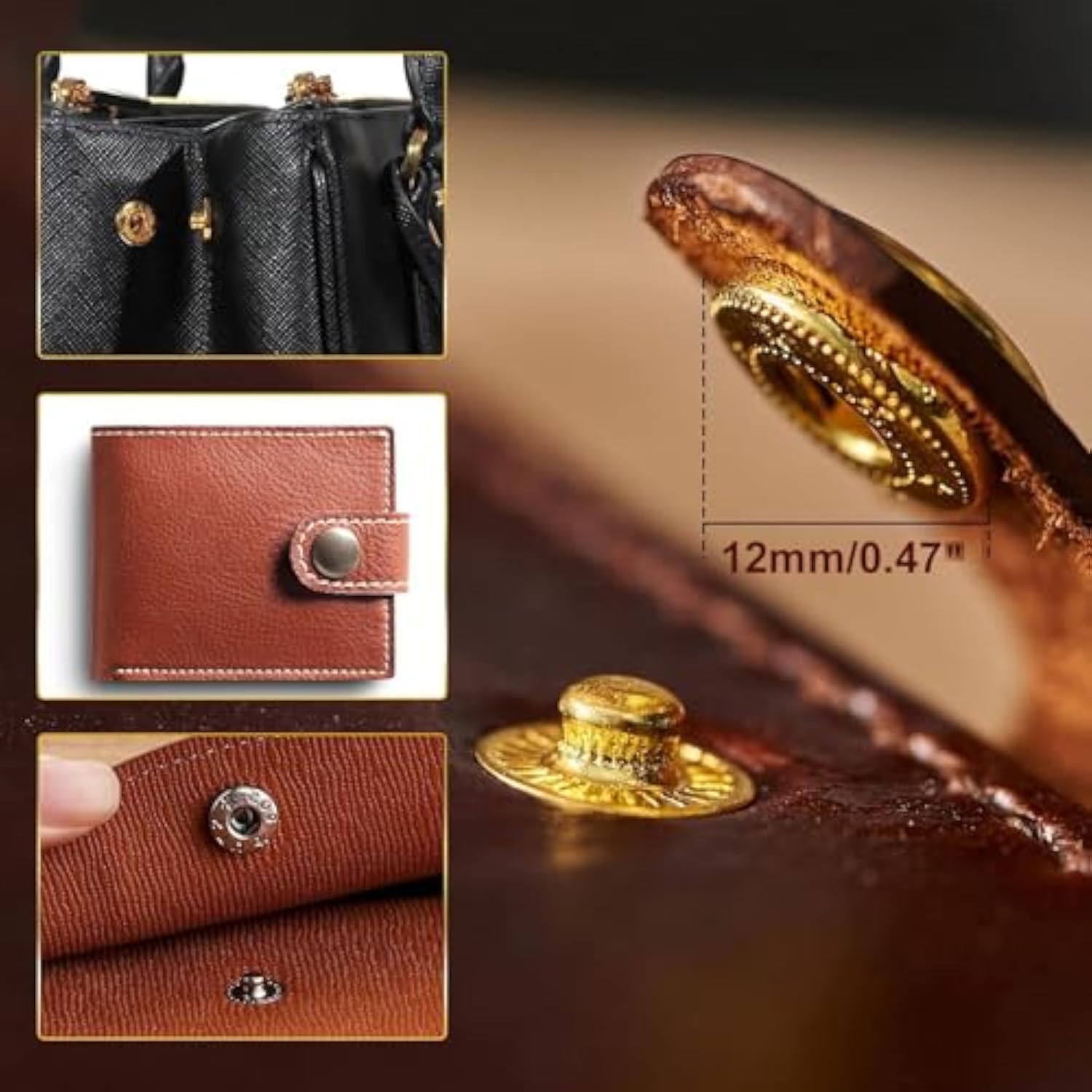 120 Set Leather Snap Fasteners Kit, 12.5Mm Metal Button Snaps Press St