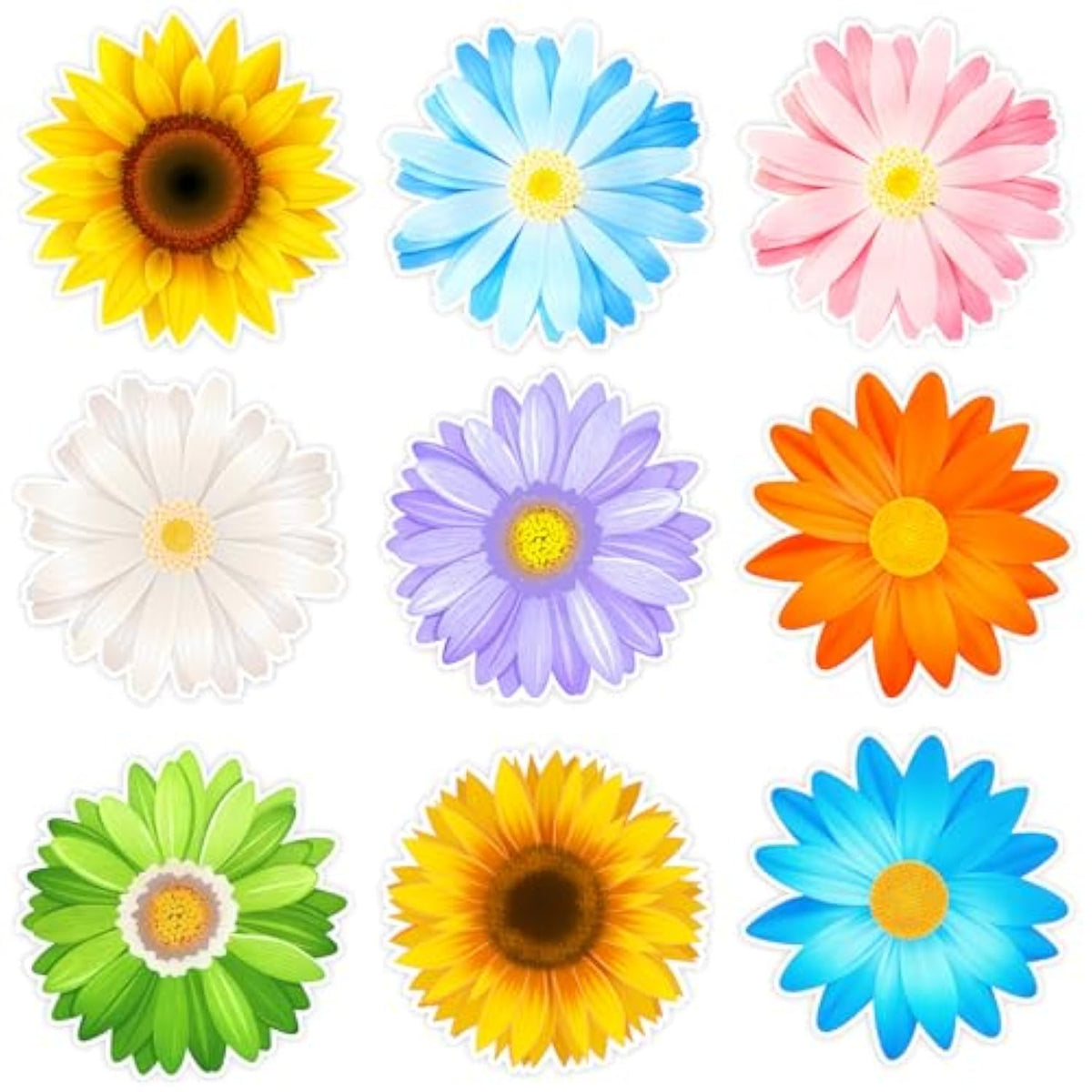 63Pcs Spring Flowers Cutouts Paper With 100Pcs Glue Points For Wall Bulletin Board Decorations Or Theme Party Or Classroom Decor Supplies