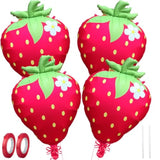 Strawberry Balloons 18" 4Pcs Foil Balloons Strawberry Birthday Baby Shower Decor
