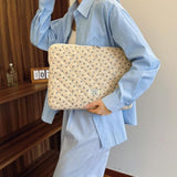 Cute Laptop Sleeve 13-15 Inch Laptop Accessories Aesthetic Quilted Computer Bag With Flower Puffy Printing For Macbook