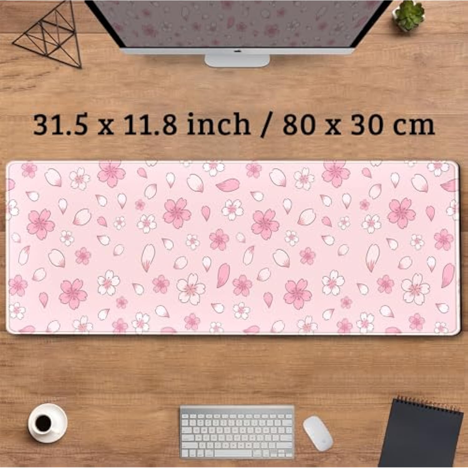 Cherry Blossom Mouse Pad Kawaii Pink Xl Large Extended Gaming Desk Mat Cute Pastel Anime Desk Pad Aesthetics Laptop Keyboard Mouse Mat Women Office Decor Mousepad With Stitched Edges 31.5''X11.8''