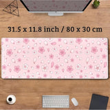 Cherry Blossom Mouse Pad Kawaii Pink Xl Large Extended Gaming Desk Mat Cute Pastel Anime Desk Pad Aesthetics Laptop Keyboard Mouse Mat Women Office Decor Mousepad With Stitched Edges 31.5''X11.8''