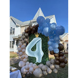 Blue Number 4 Balloon with Crown: 4th Birthday Party Decoration