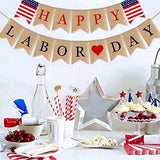 Burlap Happy Labor Day Banner Mantel Fireplace Supplies Bunting Garland Decoration
