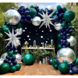 Navy, Green and Silver Balloon Garland Kit Perfect for Parties, Sports & Graduation Decor
