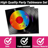 50's Record Party Tableware Set: Retro Vinyl Plates & Napkins for 24 Guests