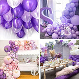 60PCS Purple Balloons 12" Light Dark Metallic Lavender White Balloons for Party Decor
