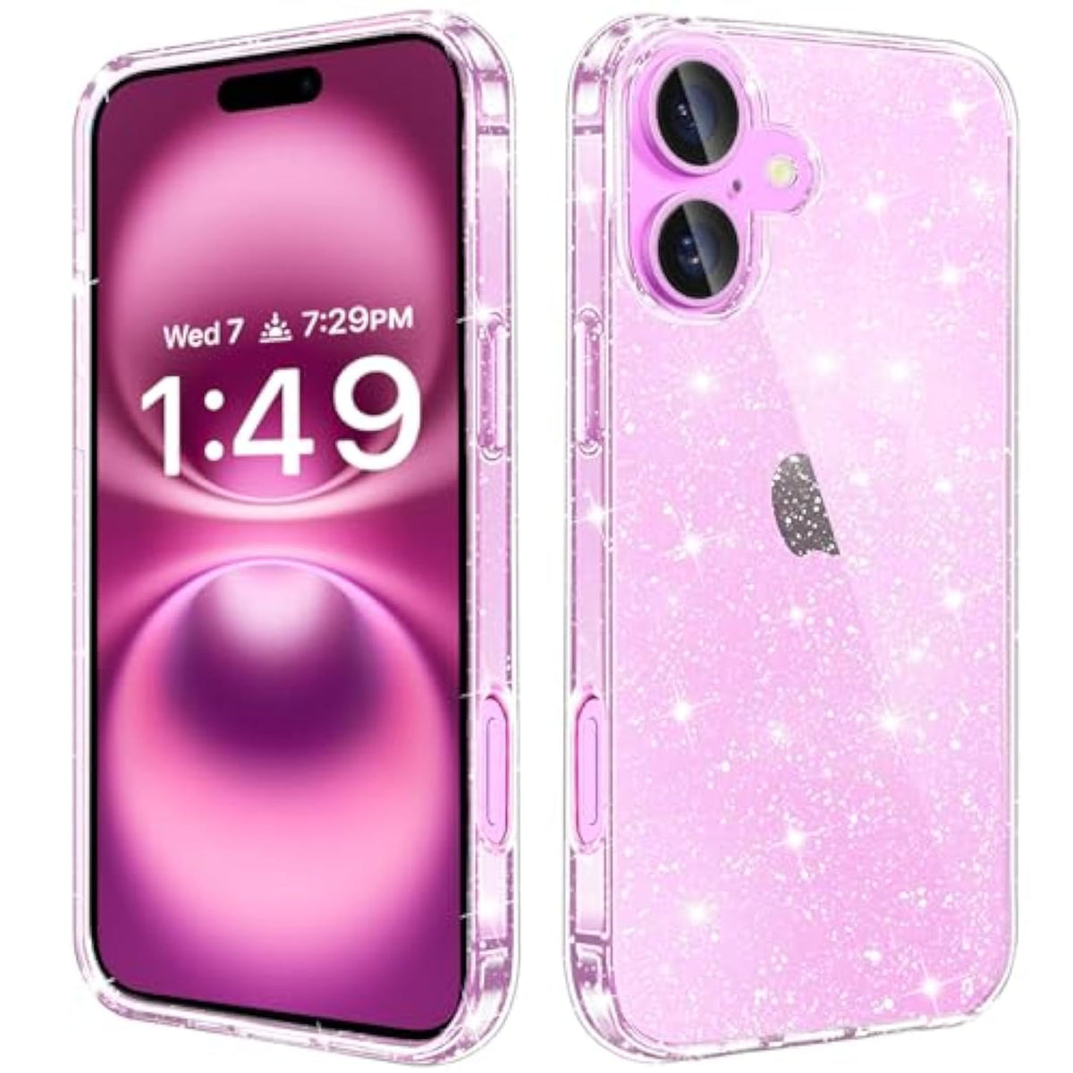 Clear Glitter iPhone 16 Case Hard Shockproof Sparkly Slim Cover for Women