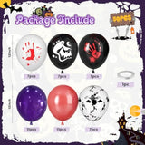 50pcs Halloween Balloons Black Purple Red Bloody Handprint Bat Print Party Decor