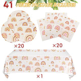 Boho Rainbow Party Supplies Boho Rainbow Baby Shower Tableware Set Including Paper Plates Napkins Tablecloth For Boho Birthday Party Baby Shower Decorations Supplies