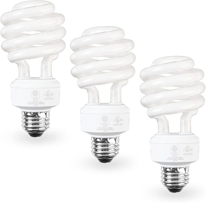 E26 CFL Light Bulbs 3 Pack 23W 5000K Daylight 1600 Lumens 100W Equivalent UL Listed