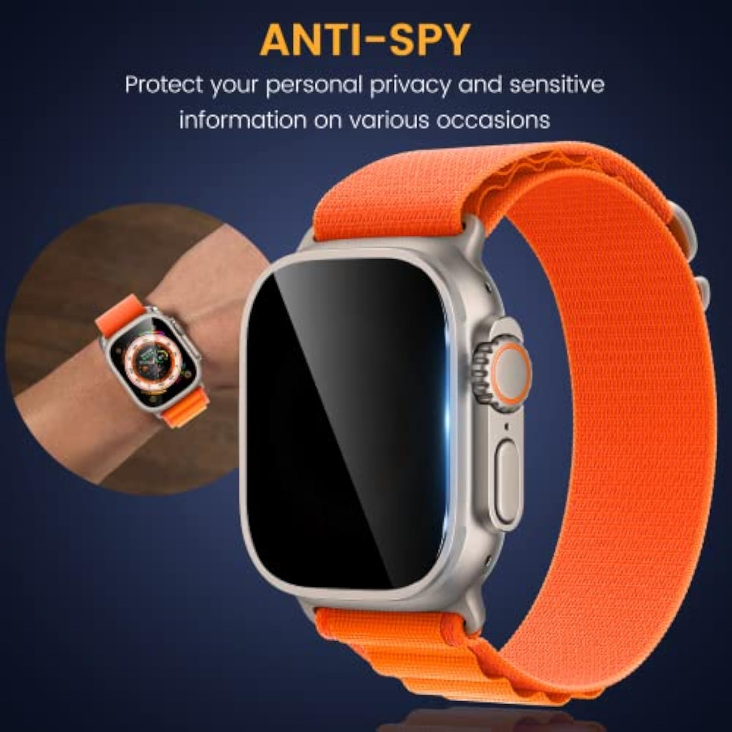 Apple Watch Ultra 49mm Privacy Screen Protector 3-Pack Anti Spy Glass
