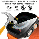 3 In 1 For Apple Watch Ultra 3/2/1 49Mm Waterproof Case, Front Privacy Tempered Glass Screen Protector + Back 360° Protective Bumper Cover-Black