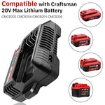 1 Pack 1.5Ah V20 Battery Fast Charger Replacement For Cmcb104 Cmcb100 Charger Compatible With Craftsman 20V Battery Cmcb201 Cmcb202 Cmcb204 Cmcb205 Cmcb206 Cmcb209