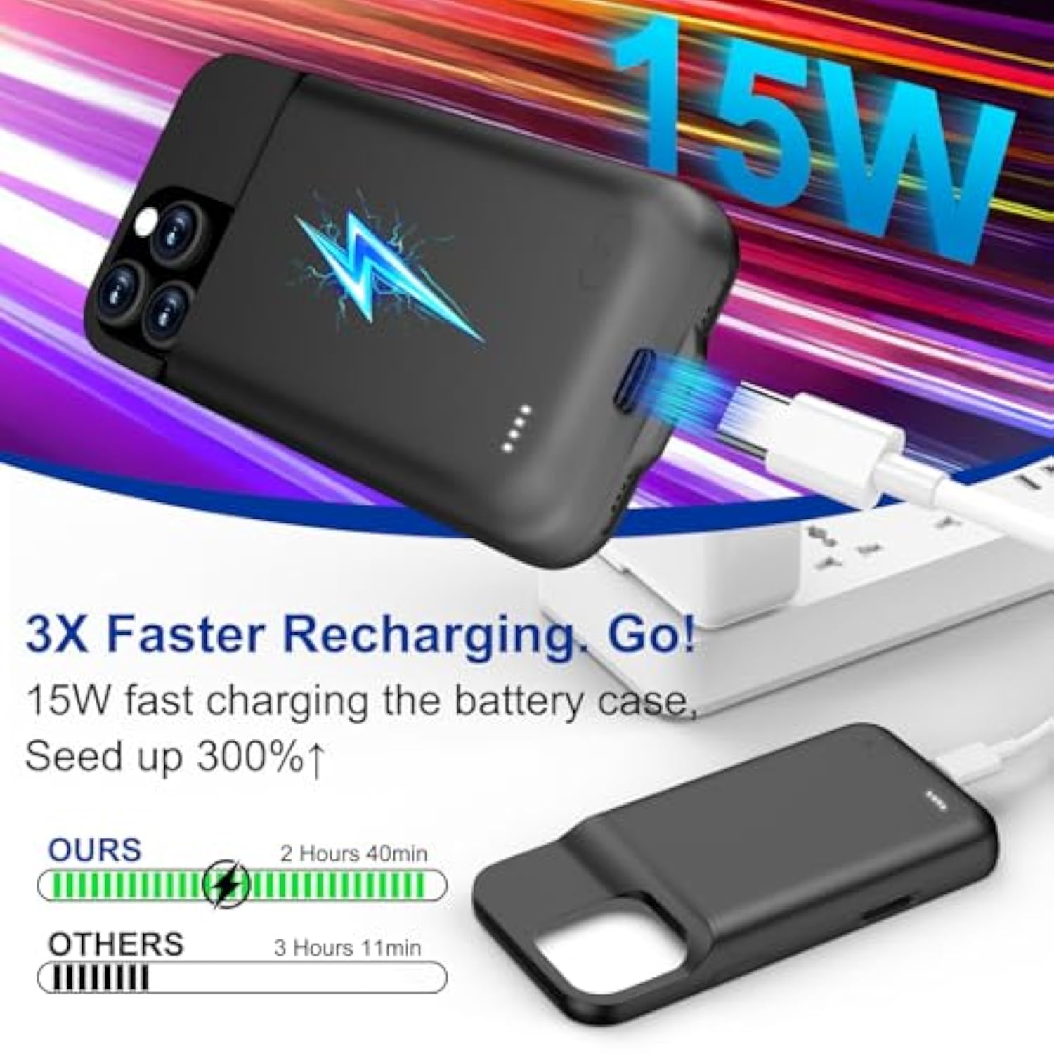 Battery Case For Iphone 16 Pro Max - Slim Charging Case, Dual 15W Fast Charge - Enhanced 8600Mah Rechargeable Priority Charging Premium Battery Charger Cases For Iphone 16 Pro Max (6.9")