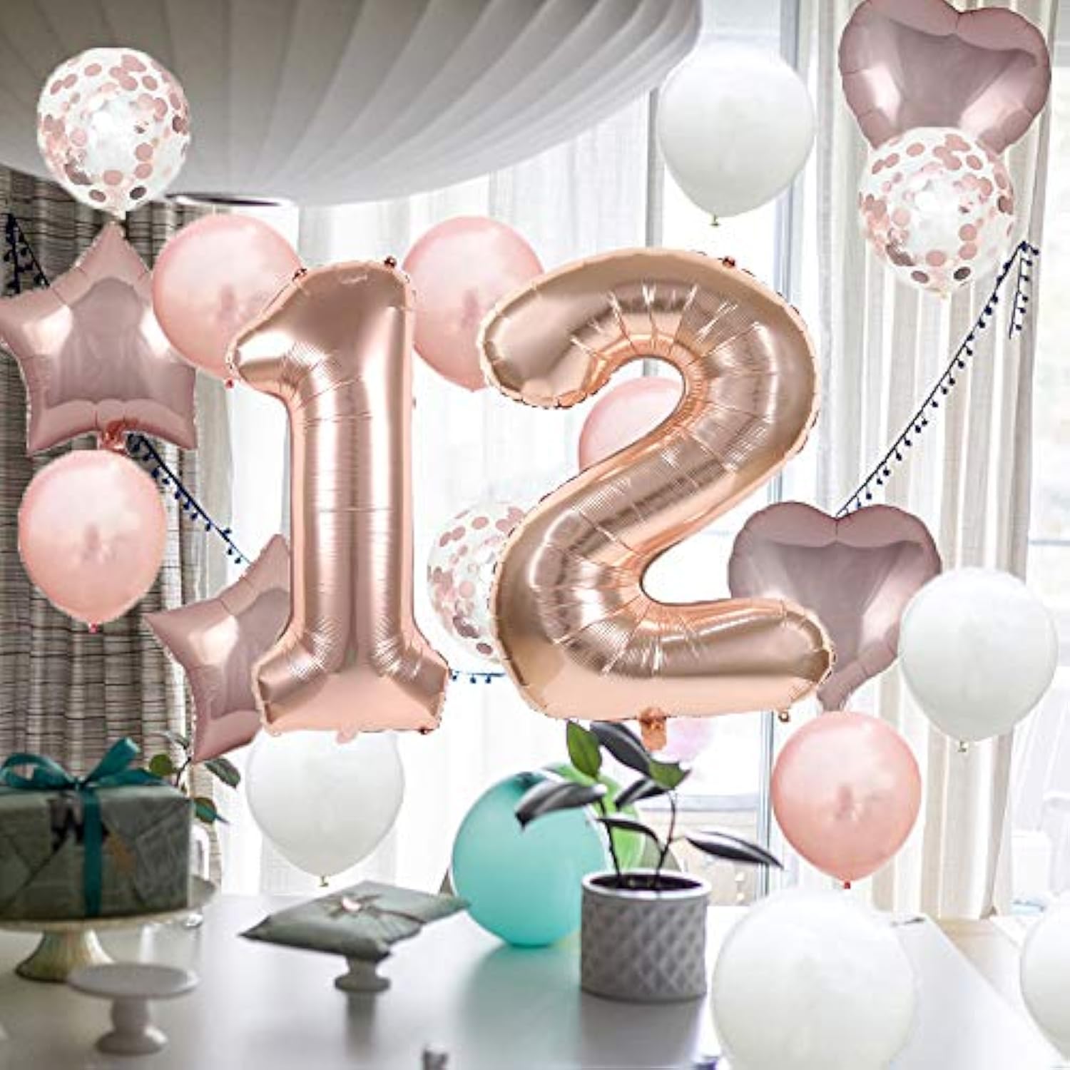 12Th Birthday Balloon 12Th Birthday Decorations Rose Gold 12 Balloons