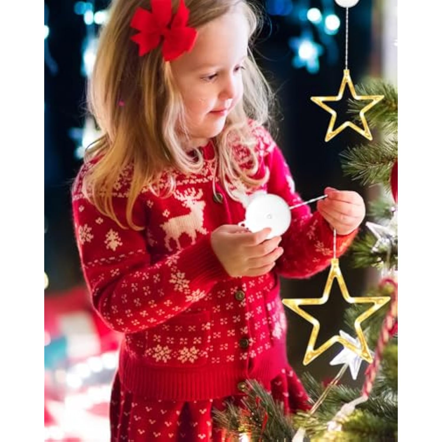 Led Stars Christmas Lights,3 Pack Led Christmas Window Lights,10 Leds Christmas Decorations With Timer For Window Decora